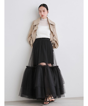 ボリュームギャザーチュールスカート
