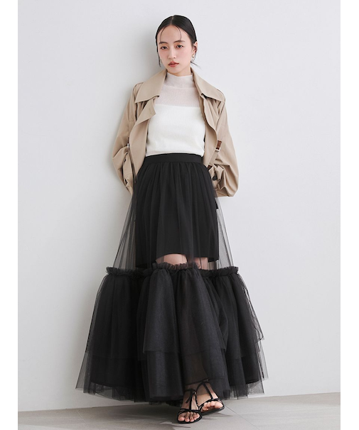 ボリュームギャザーチュールスカート