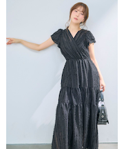 【00サイズあり】フリンジジャカードティアードワンピース