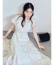 【00サイズあり】フリンジジャカードティアードワンピース