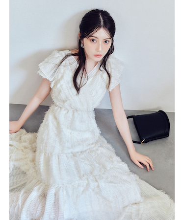 【00サイズあり】フリンジジャカードティアードワンピース
