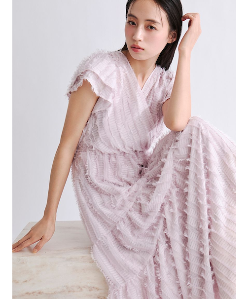 【00サイズあり】フリンジジャカードティアードワンピース