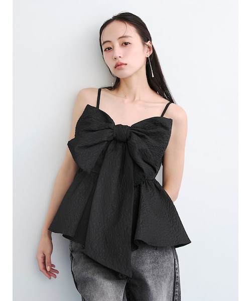 リボンペプラムキャミトップス｜フレイアイディーの通販｜&mall