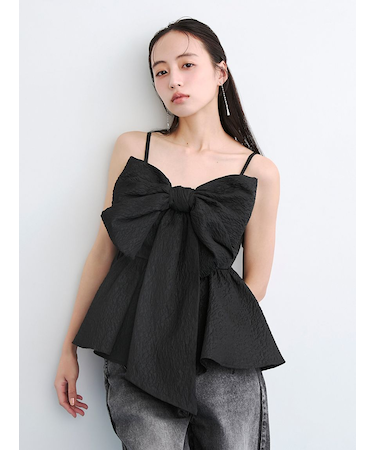 リボンペプラムキャミトップス