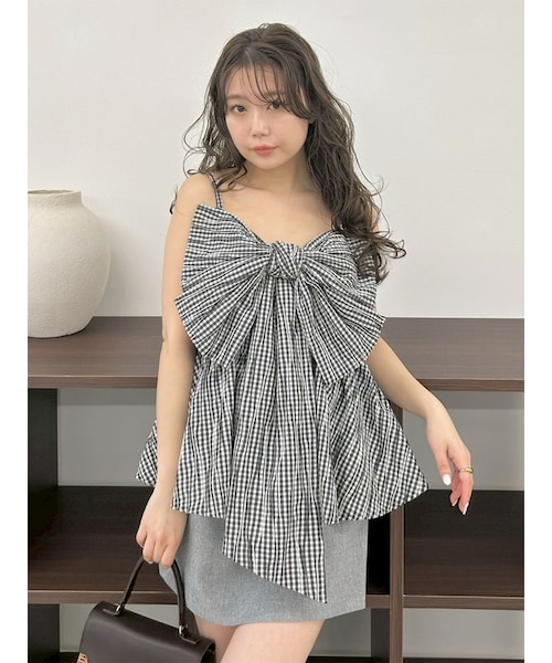リボンペプラムキャミトップス｜フレイアイディーの通販｜&mall