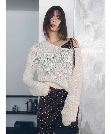 スラブコットンローゲージニット