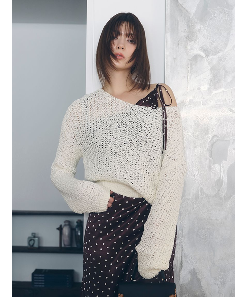 スラブコットンローゲージニット