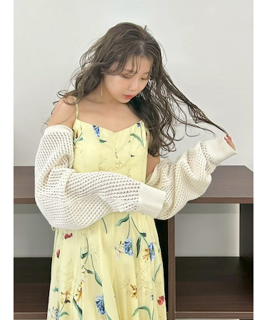 リネンコットンニットボレロカーディガン