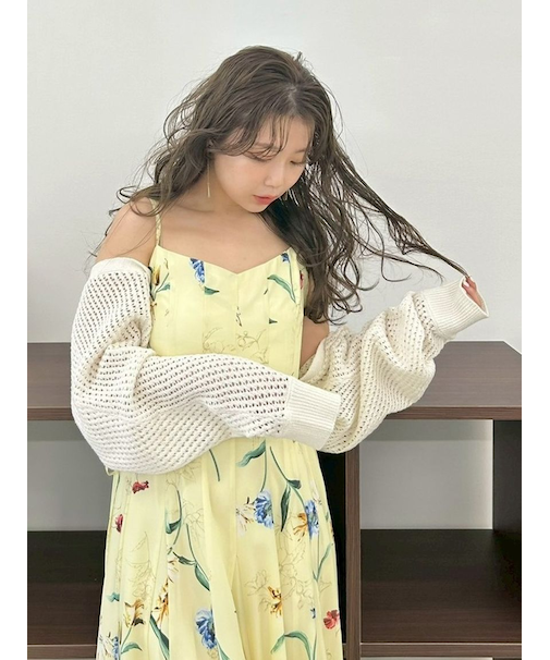 リネンコットンニットボレロカーディガン