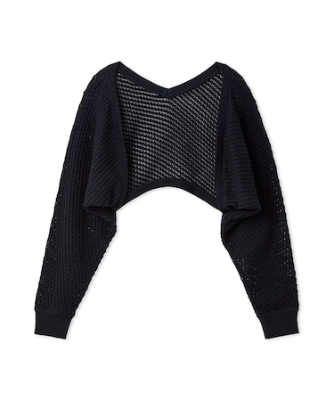 リネンコットンニットボレロカーディガン