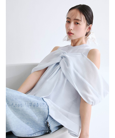 ニットコンビペプラムトップス