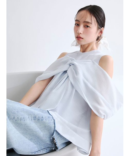 ニットコンビペプラムトップス