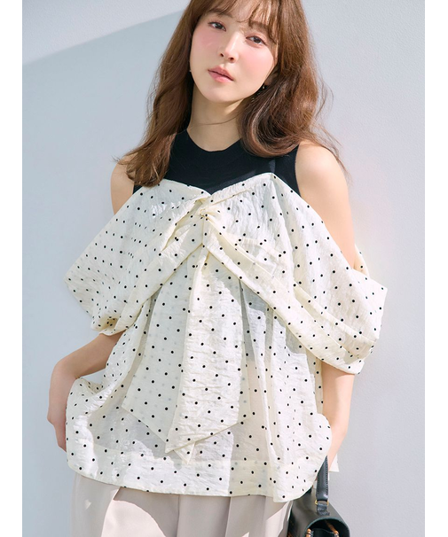 ニットコンビペプラムトップス