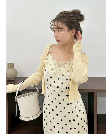 シルクコットンクロップドリブニットカーディガン