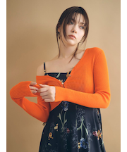 シルクコットンクロップドリブニットカーディガン