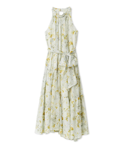 ホルターネックシアープリントワンピース