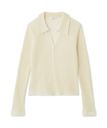 スキッパーポロカラーリブカーディガン