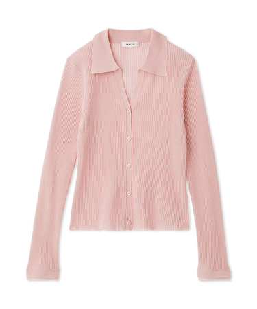 スキッパーポロカラーリブカーディガン