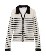 スキッパーポロカラーリブカーディガン