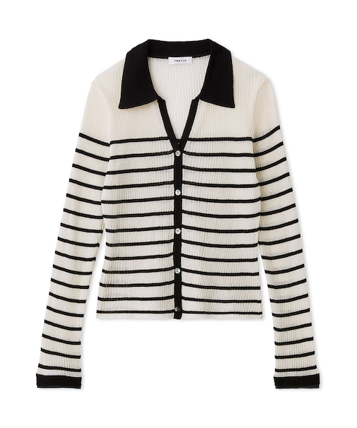 スキッパーポロカラーリブカーディガン