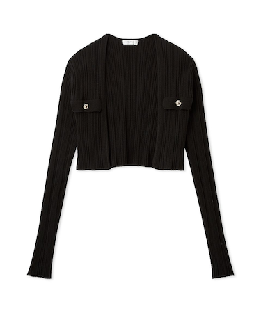 ポケットディテールクロップドリブカーディガン