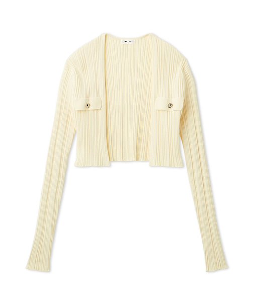 ポケットディテールクロップドリブカーディガン