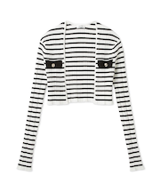 ポケットディテールクロップドリブカーディガン