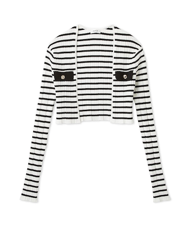 ポケットディテールクロップドリブカーディガン