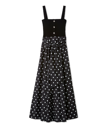 2wayタイデザインニットコンビワンピース