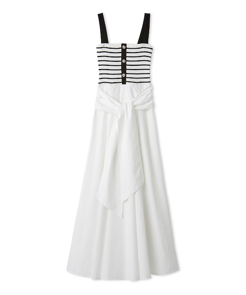 2wayタイデザインニットコンビワンピース