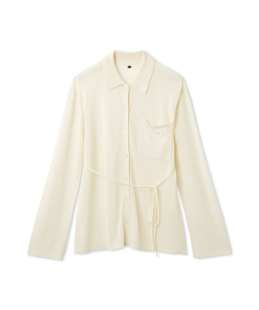 シルクブレンドシアーニットシャツ/ウォッシャブル