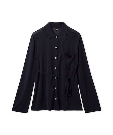 シルクブレンドシアーニットシャツ／ウォッシャブル