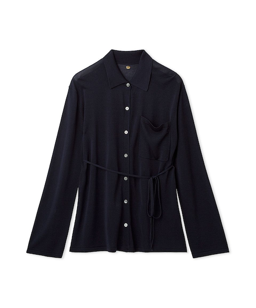 シルクブレンドシアーニットシャツ／ウォッシャブル