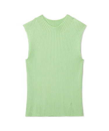 シルクブレンドハイネックノースリリブニット／ウォッシャブル