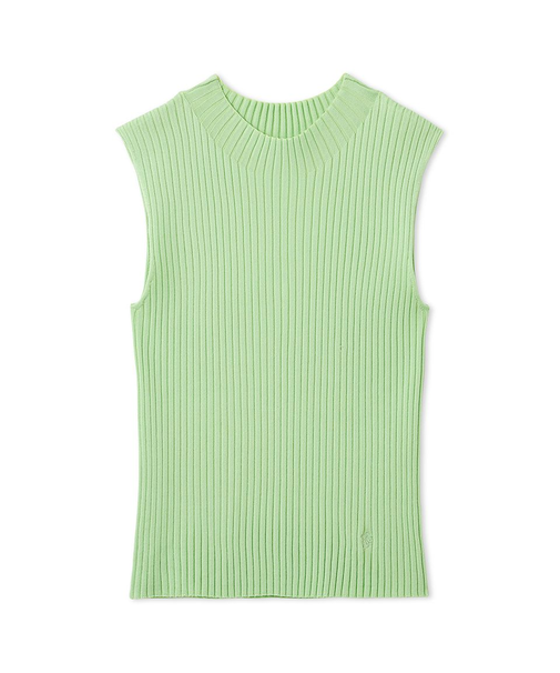 シルクブレンドハイネックノースリリブニット／ウォッシャブル