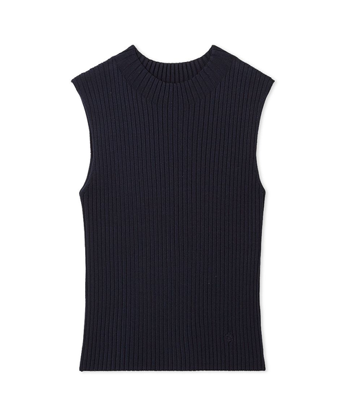 シルクブレンドハイネックノースリリブニット／ウォッシャブル