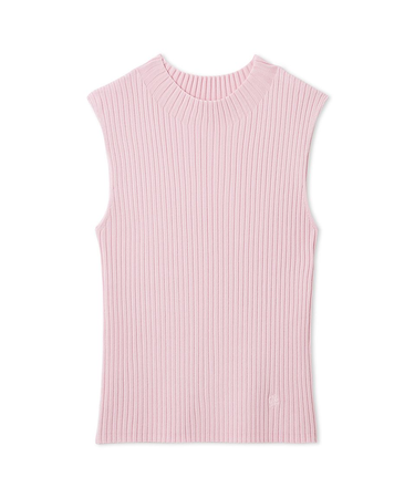 シルクブレンドハイネックノースリリブニット／ウォッシャブル