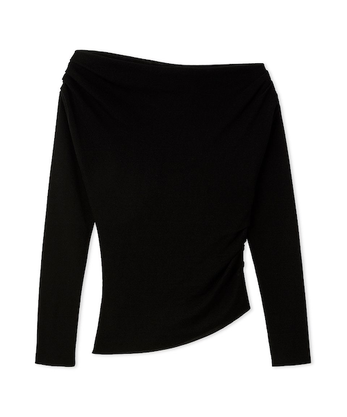 アシンメトリーオフショルニットトップス