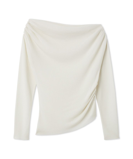 アシンメトリーオフショルニットトップス