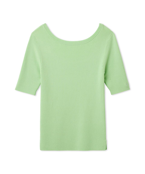 シルクブレンド前後2way半袖リブニット／ウォッシャブル