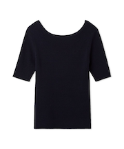 シルクブレンド前後2way半袖リブニット／ウォッシャブル