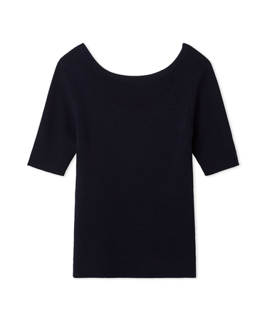 シルクブレンド前後2way半袖リブニット／ウォッシャブル