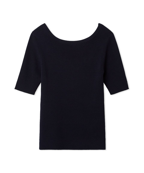 シルクブレンド前後2way半袖リブニット／ウォッシャブル