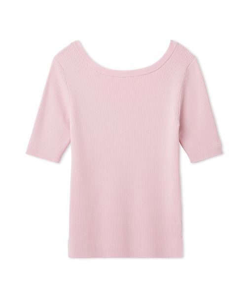 シルクブレンド前後2way半袖リブニット／ウォッシャブル