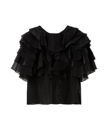 2wayフラワースリーブフリルブラウス