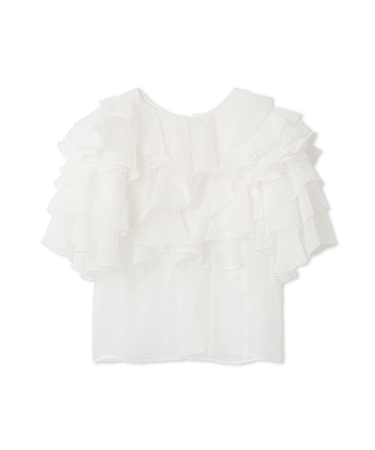 2wayフラワースリーブフリルブラウス