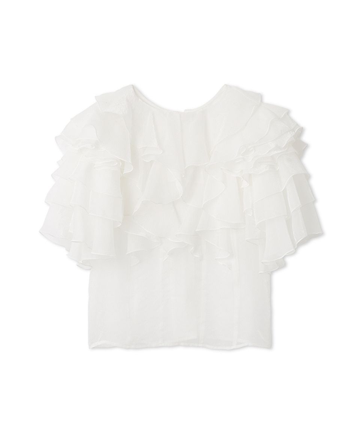 2wayフラワースリーブフリルブラウス