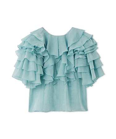 2wayフラワースリーブフリルブラウス