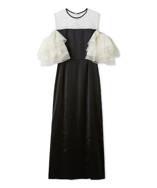 ラッフルスリーブドレス