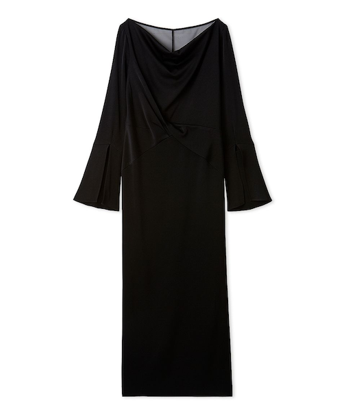 ドレープネックフロントノットドレス